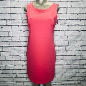 Talbots Womens Pink Scalloped Neckline Sleeveless Shift Dress Size Small